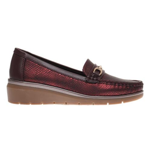 Pierre Dumas Footwear, Women’s Choice-2 Chunky Penny Loafer, Burgundy Croco