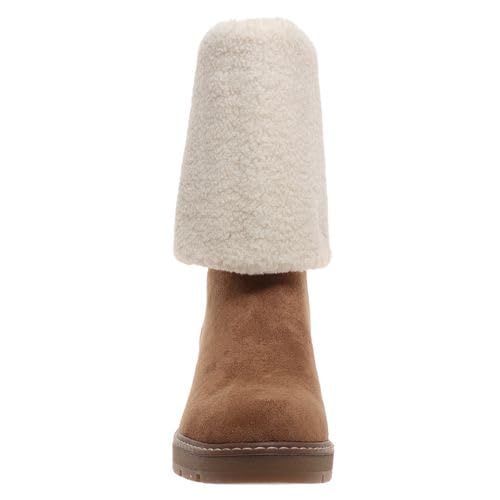 Pierre Dumas Footwear Women’s Everlee-2 Plush Fleece Boots with Cushioned Insoles, Lug Soles, and 2-Inch Heel
