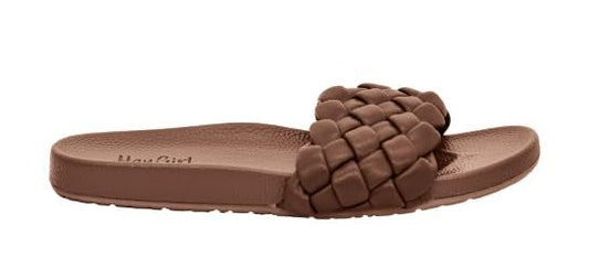 Corkys Footwear Hey Girl Extra Slide-Sandal - Featuring A Braided Strap, A Comfortable Insole For All-Day Wear - Perfect for Beach Outings and Casual Events - Chocolate, Size 7