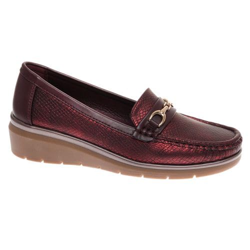 Pierre Dumas Footwear, Women’s Choice-2 Chunky Penny Loafer, Burgundy Croco
