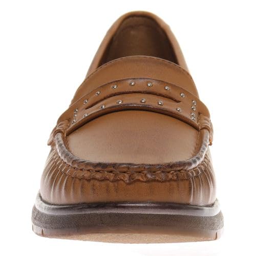 Pierre Dumas Footwear, Women’s Choice-3 Chunky Penny Loafer, 1.75 Inch Chunky Heel Flats, Cushioned Insole for All Day Wear