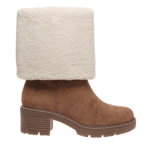 Pierre Dumas Footwear Women’s Everlee-2 Plush Fleece Boots with Cushioned Insoles, Lug Soles, and 2-Inch Heel