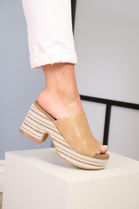 Corkys Footwear Totally Buggin Heeled Sandal - With A 3.25-Inch heel And 1-Inch platform, Chunky Heel, Slip-on Comfort, EVA Insole, and a Stylish Raffia Outsole
