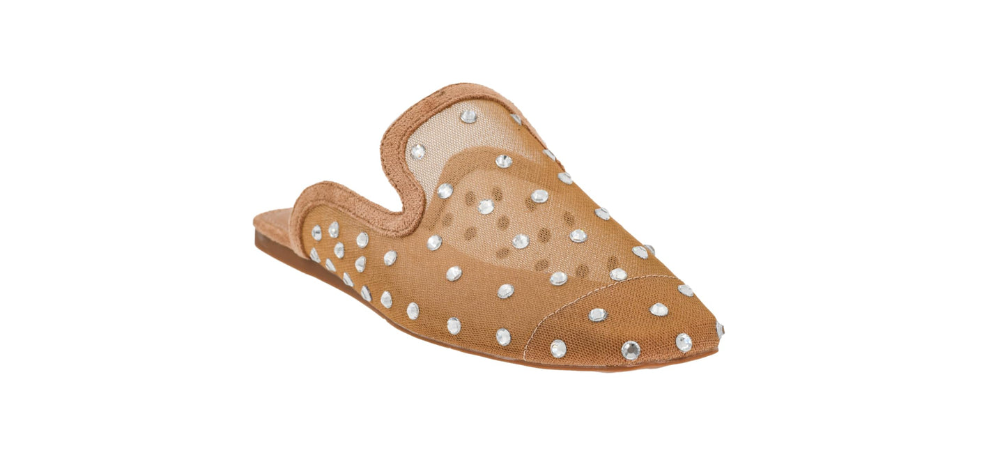 Corkys Footwear Hey Girl to Die for Slip-on Flat Mule - Rhinestone Mesh Body, Closed Toe, Breathable and Lightweight Elegance, Comfortable and Lightly Cushioned Insoles