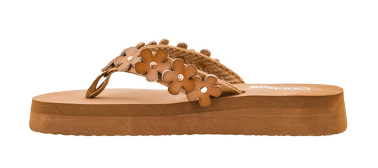 Corkys Footwear No Running Flip Flops - 'V' Strap Adorned With Flowers, Everyday Wear, Soft Footbed for All-Day Comfort, Effortless Slip-On Convenience