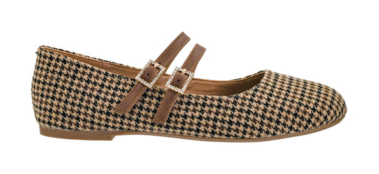 Corkys Footwear Hey Girl Women's Own It Ballet Flats, With Two Dainty Straps, Two Rhinestone Adjustable Buckles, And Lightly Cushioned Insoles For All Day Wear