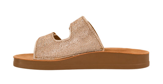 Corkys Footwear Let's Be Real Sandals - Featuring Two Adjustable Straps, A Rhinestone Covered Upper, Easy on and Off, and Comfy Insoles For All Day Wear