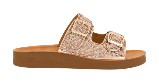Corkys Footwear Let's Be Real Sandals - Featuring Two Adjustable Straps, A Rhinestone Covered Upper, Easy on and Off, and Comfy Insoles For All Day Wear