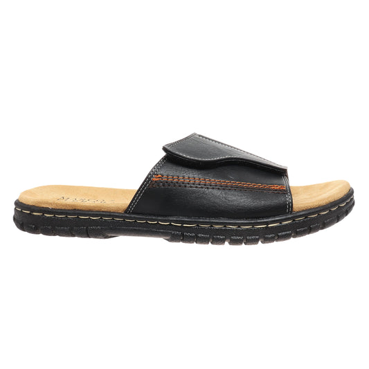 Marco Ferrara Men’s Marc-28 Slide Sandal, Soft Cushion, Adjustable Open Toe, Slip-On, Black