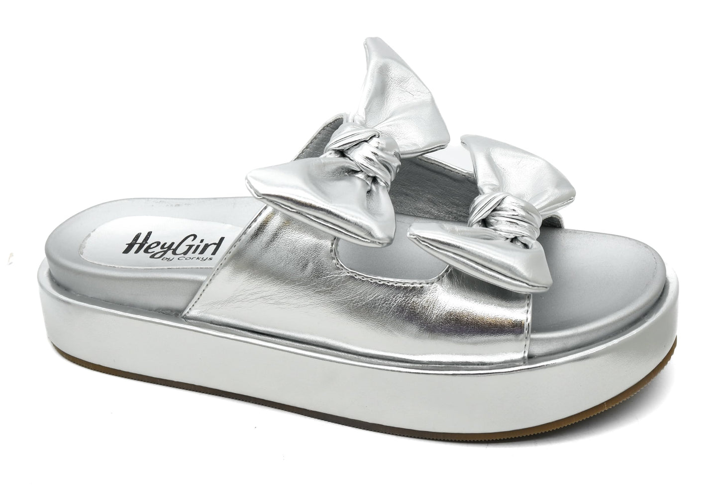 Corkys Footwear Women's Lil Bit Knotty 1.5-Inch Platform Sandal Slide - Featuring Two Straps Adorned With Bows And A Lightly Cushioned Insole For All Day Wear