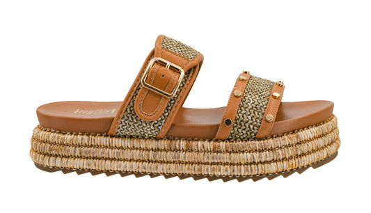 Corkys Footwear Women's Walk Of Shame Sandals - Comfortable 1.5-inch Platform and a Soft Insole Designed for All-Day Wear, Two Chic Straps and Raffia Wrapped Outsole