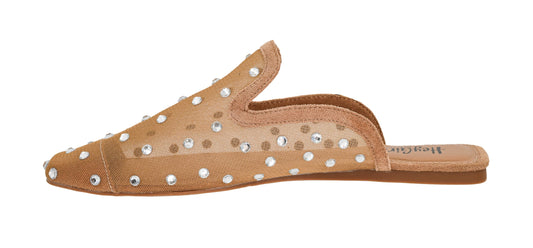 Corkys Footwear Hey Girl to Die for Slip-on Flat Mule - Rhinestone Mesh Body, Closed Toe, Breathable and Lightweight Elegance, Comfortable and Lightly Cushioned Insoles