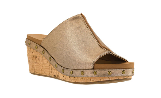 Corkys Footwear Hissy Fit Bronze Slip-in 2.5" Wedge Size 10