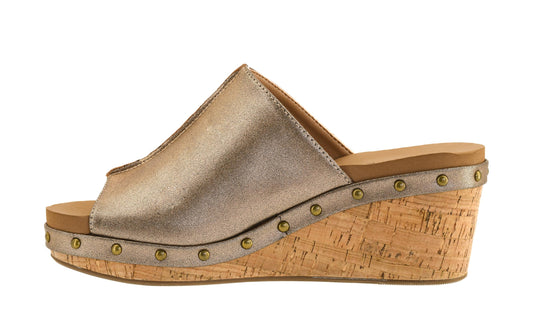 Corkys Footwear Hissy Fit Bronze Slip-in 2.5" Wedge Size 10