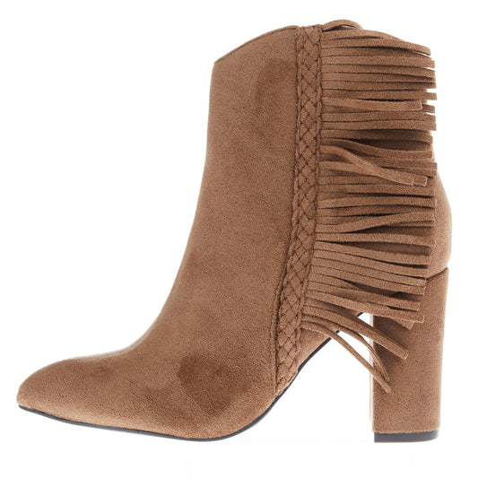 Corkys Footwear Women's Westbound Camel Faux Suede Bootie