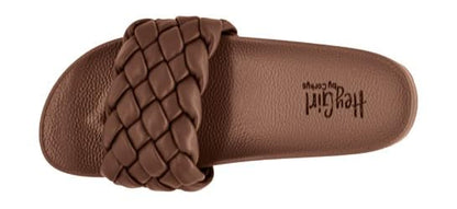 Corkys Footwear Hey Girl Extra Slide-Sandal - Featuring A Braided Strap, A Comfortable Insole For All-Day Wear - Perfect for Beach Outings and Casual Events - Chocolate, Size 7