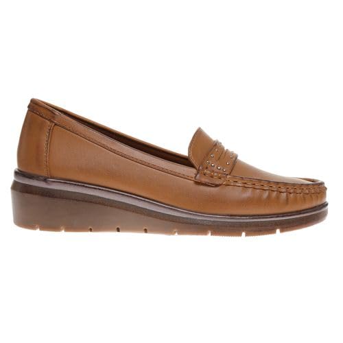 Pierre Dumas Footwear, Women’s Choice-3 Chunky Penny Loafer, 1.75 Inch Chunky Heel Flats, Cushioned Insole for All Day Wear
