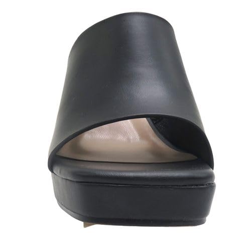 Pierre Dumas Footwear Women’s Lois-1 Platform Sandal, Open Square Toe, 3.25-inch-High Heeled Slip-On Sandal, Black