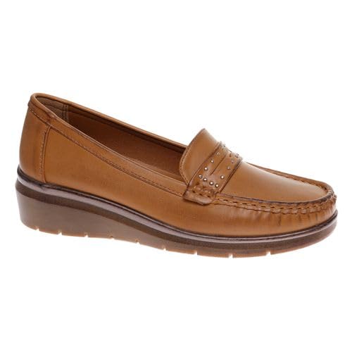 Pierre Dumas Footwear, Women’s Choice-3 Chunky Penny Loafer, 1.75 Inch Chunky Heel Flats, Cushioned Insole for All Day Wear