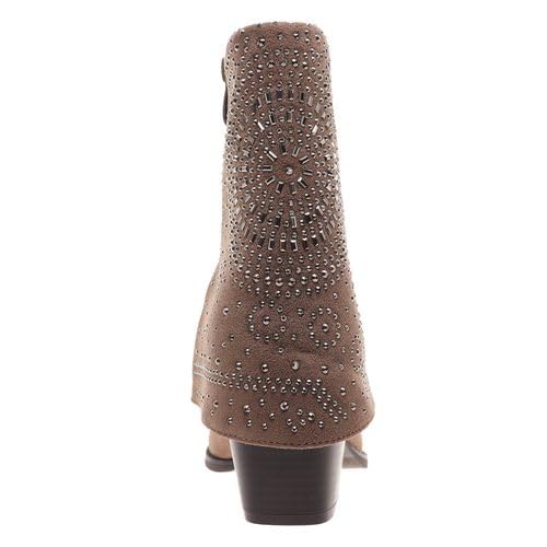 Pierre Dumas Footwear Women’s Kaia-1 Fold Over Studded Cowboy Boot, with 2.75-Inch Heel, Taupe