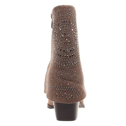 Pierre Dumas Footwear Women’s Kaia-1 Fold Over Studded Cowboy Boot, with 2.75-Inch Heel, Taupe
