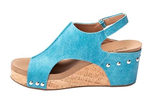 Corkys Footwear Womens Carley Wedges, Featuring Corkys EVA Foam Cushioned Insoles, A 2.5 Inch Heel, Lightweight For All Day Wear, And Hook And Loop Closure
