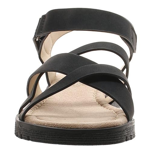 Pierre Dumas Footwear Women’s Catalina-1 Flip Flop Sandal with a 1.25 Heel - Comfortable Cushioned Footbed, Trendy, with Adjustable Hook and Loop Strap for All-Day Wear, Versatile Style, Black