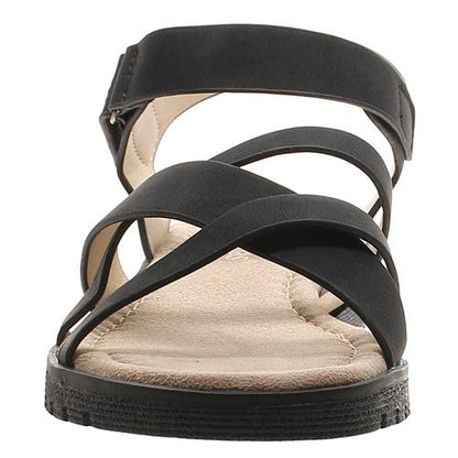 Pierre Dumas Footwear Women’s Catalina-1 Flip Flop Sandal with a 1.25 Heel - Comfortable Cushioned Footbed, Trendy, with Adjustable Hook and Loop Strap for All-Day Wear, Versatile Style, Black