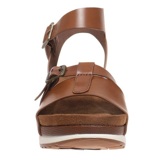 Pierre Dumas Footwear, Women’s Lyra-8 Platform Wedge, Adjustable Hook and Loop, Comfortable and Trendy Sandal, Cognac