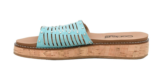 Corkys Footwear Women's At Ease Sandal - Featuring a 1-Inch Heel, Cushioned EVA Insoles For All Day Wear, and a Breathable Upper With Cutouts and Studs