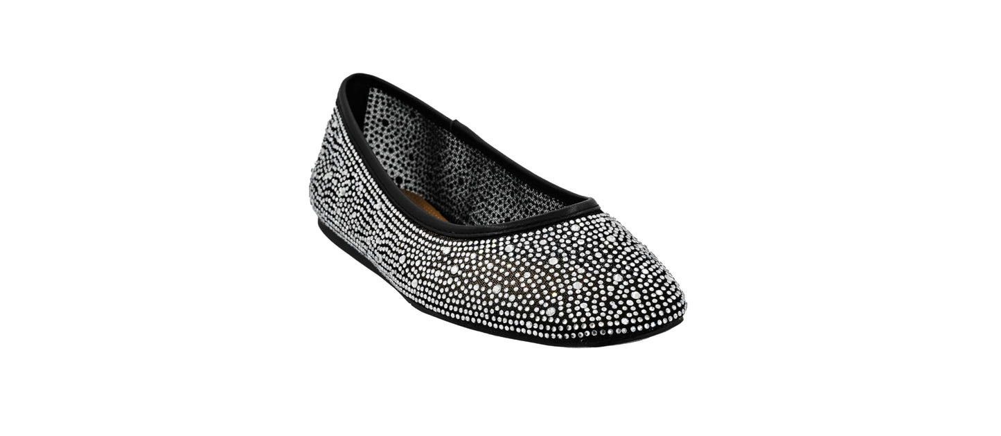 Corkys Footwear Hey Girl It's A Vibe Slip-on Ballerina Flat - Rhinestone Mesh Body, Closed Toe, Breathable and Lightweight Elegance, Comfortable and Lightly Cushioned Insoles
