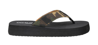 Corkys Footwear Womens Overboard Thong Flip Flops - Featuring A Comfortable and Cushioned EVA Insole and A Vegan Leather Thong Strap with Western Stitching