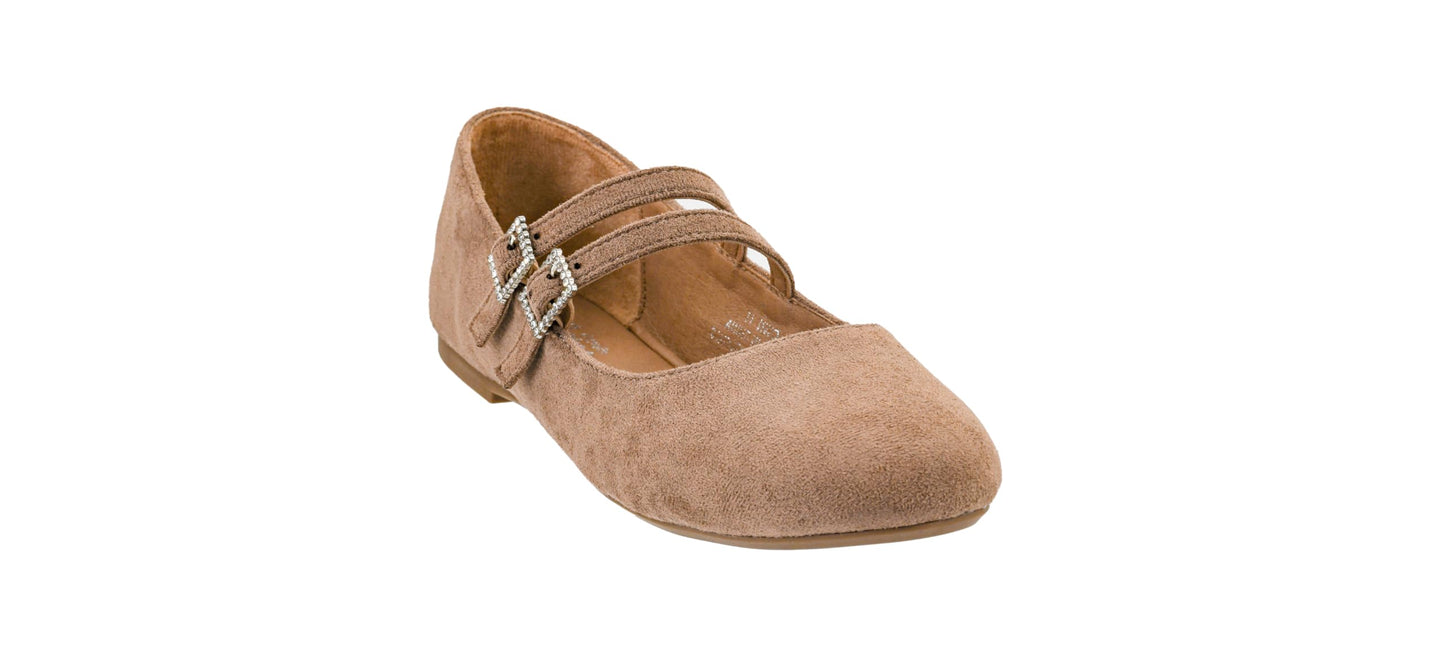 Corkys Footwear Hey Girl Women's Own It Ballet Flats, With Two Dainty Straps, Two Rhinestone Adjustable Buckles, And Lightly Cushioned Insoles For All Day Wear