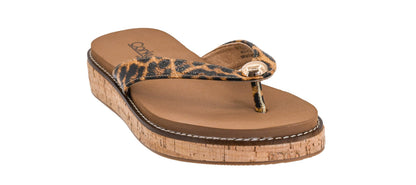 Corkys Footwear Off the Deep End Women’s Thong Flip Flop – With Cushioned EVA Insoles for Comfort, A Metal Domae Accent, and a Cork Wrapped 1-Inch Heel