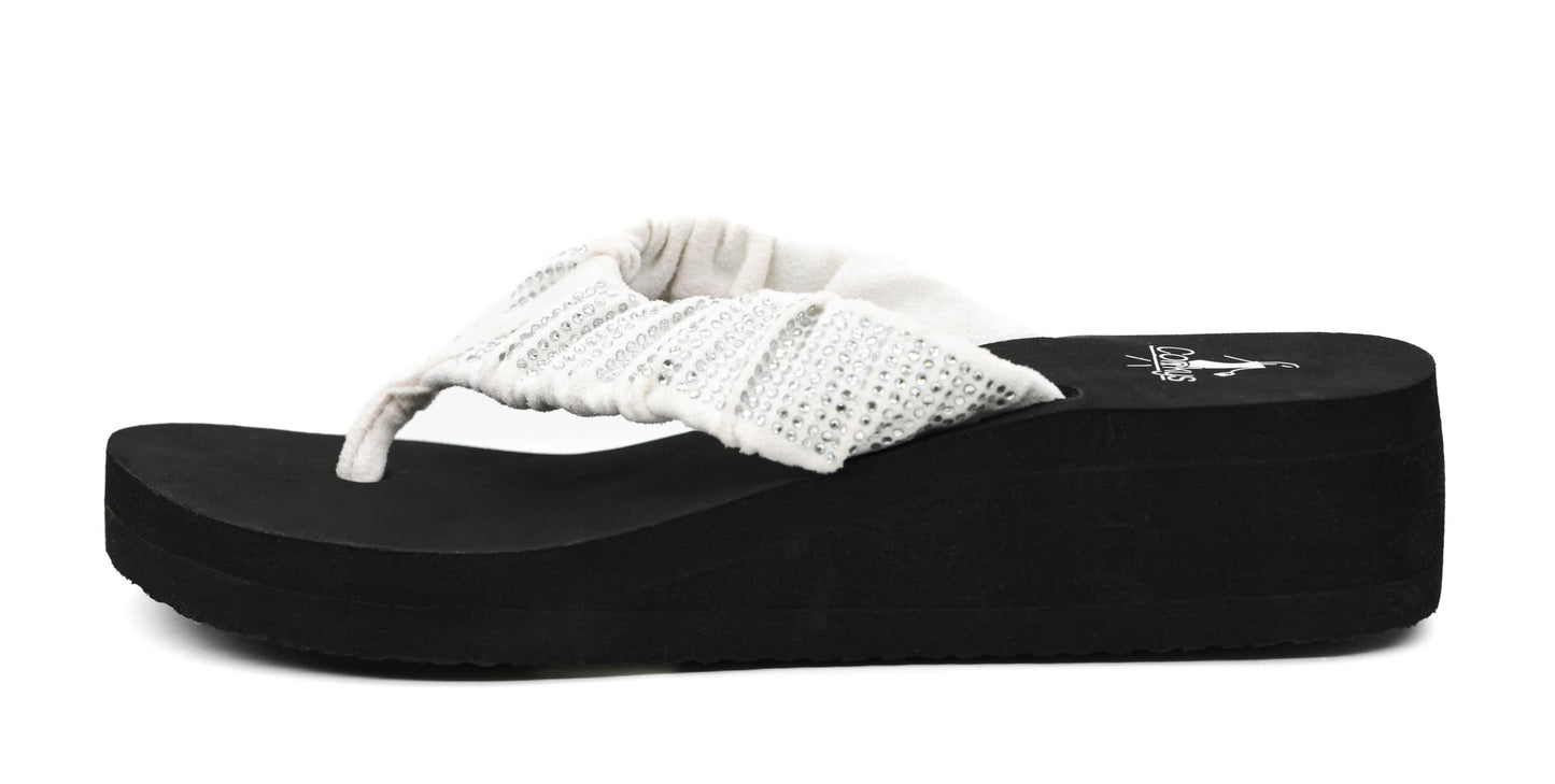 Corkys Footwear Women's Bauble 1 inch Wedge Flip Flops Size 10