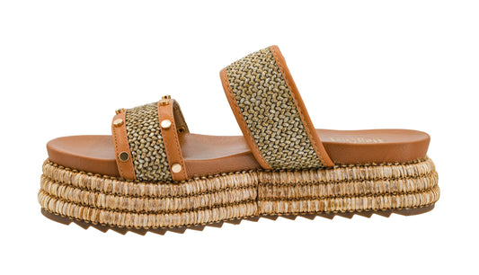 Corkys Footwear Women's Walk Of Shame Sandals - Comfortable 1.5-inch Platform and a Soft Insole Designed for All-Day Wear, Two Chic Straps and Raffia Wrapped Outsole