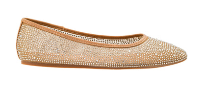 Corkys Footwear Hey Girl It's A Vibe Slip-on Ballerina Flat - Rhinestone Mesh Body, Closed Toe, Breathable and Lightweight Elegance, Comfortable and Lightly Cushioned Insoles