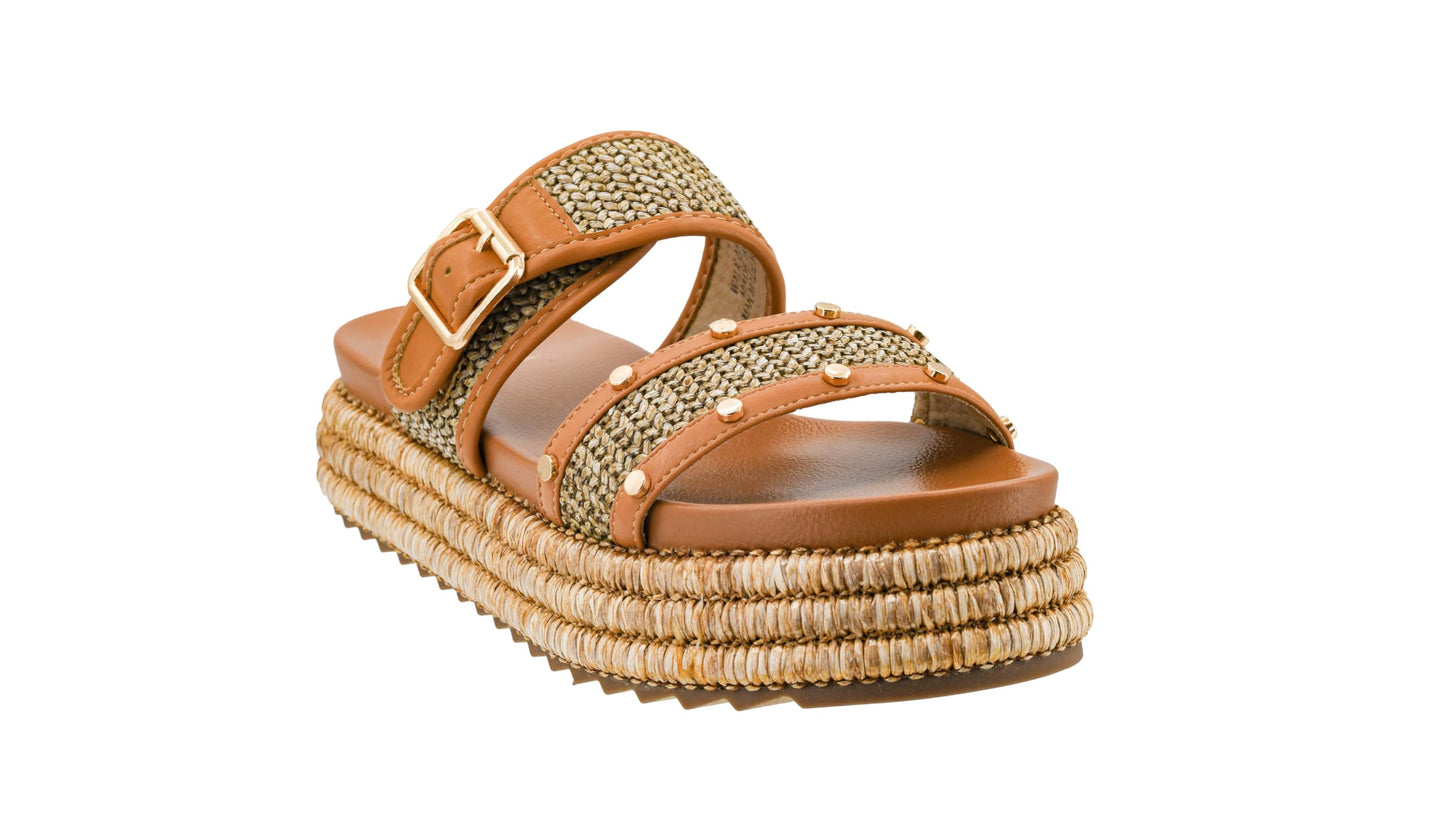 Corkys Footwear Women's Walk Of Shame Sandals - Comfortable 1.5-inch Platform and a Soft Insole Designed for All-Day Wear, Two Chic Straps and Raffia Wrapped Outsole