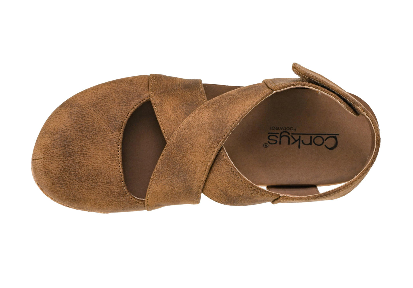 Corkys Footwear Case Closed Wedge - A Stylish 2.5-Inch Heel with 1-Inch Platform, Closed Toe, Cross Strap Upper, Hook N Loop Ankle Strap Closure, and EVA Insoles
