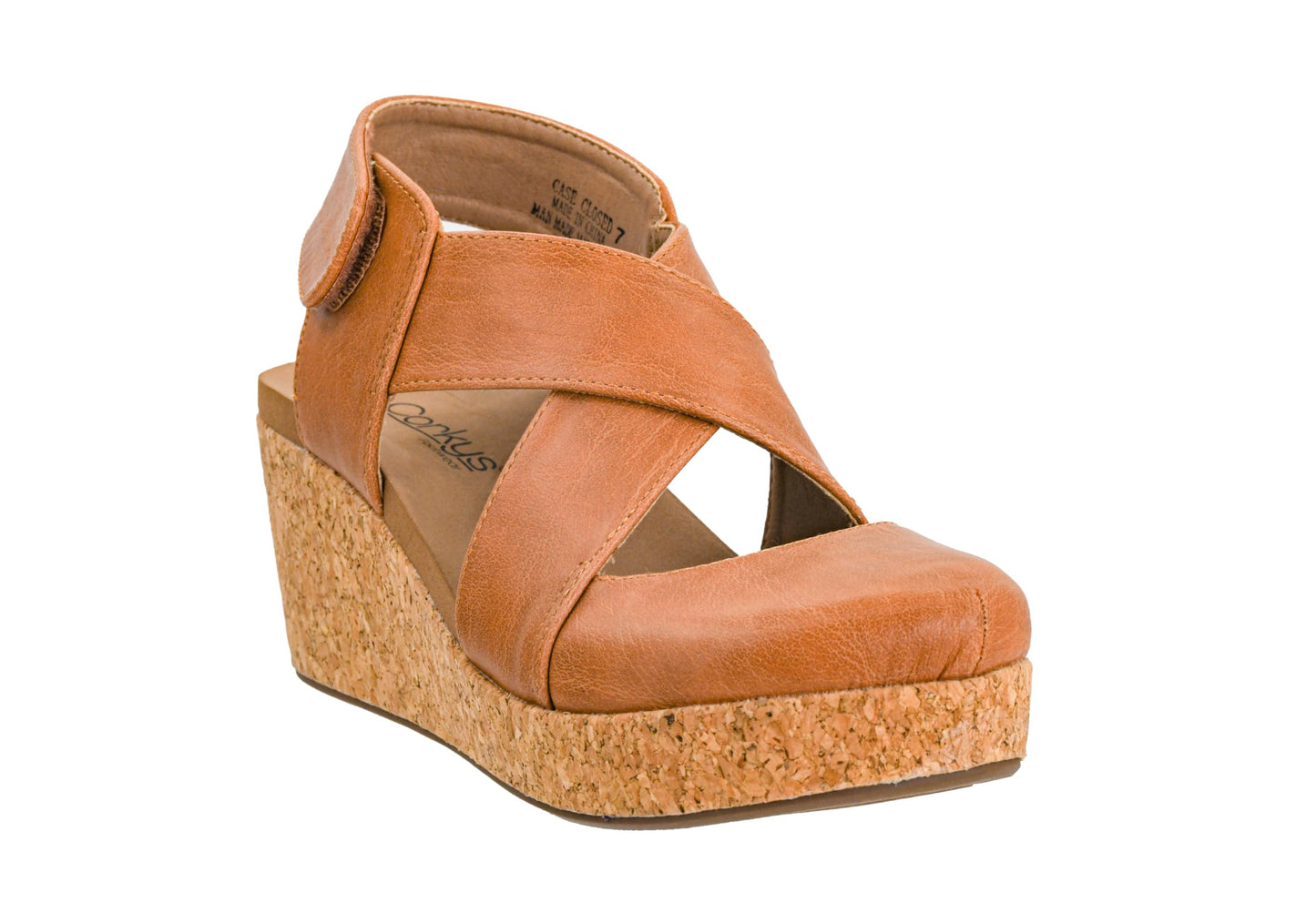 Corkys Footwear Case Closed Wedge - A Stylish 2.5-Inch Heel with 1-Inch Platform, Closed Toe, Cross Strap Upper, Hook N Loop Ankle Strap Closure, and EVA Insoles