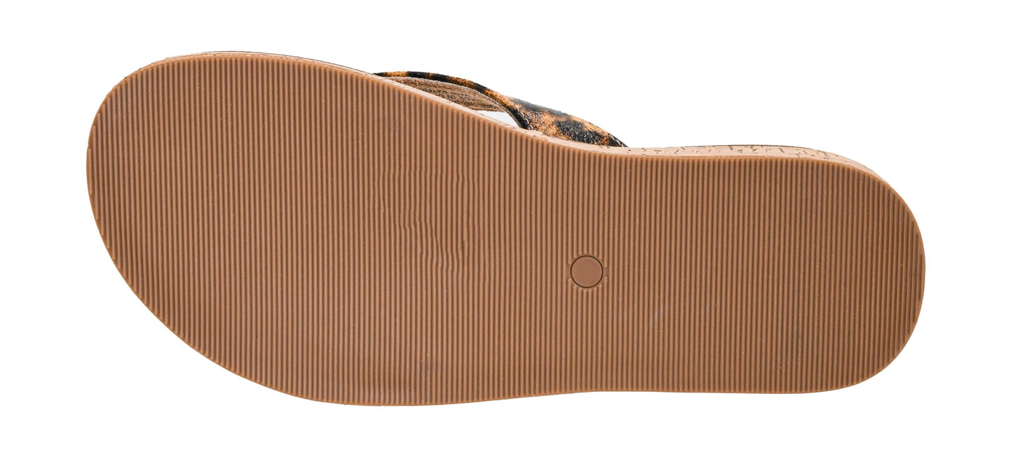 Corkys Footwear Off the Deep End Women’s Thong Flip Flop – With Cushioned EVA Insoles for Comfort, A Metal Domae Accent, and a Cork Wrapped 1-Inch Heel