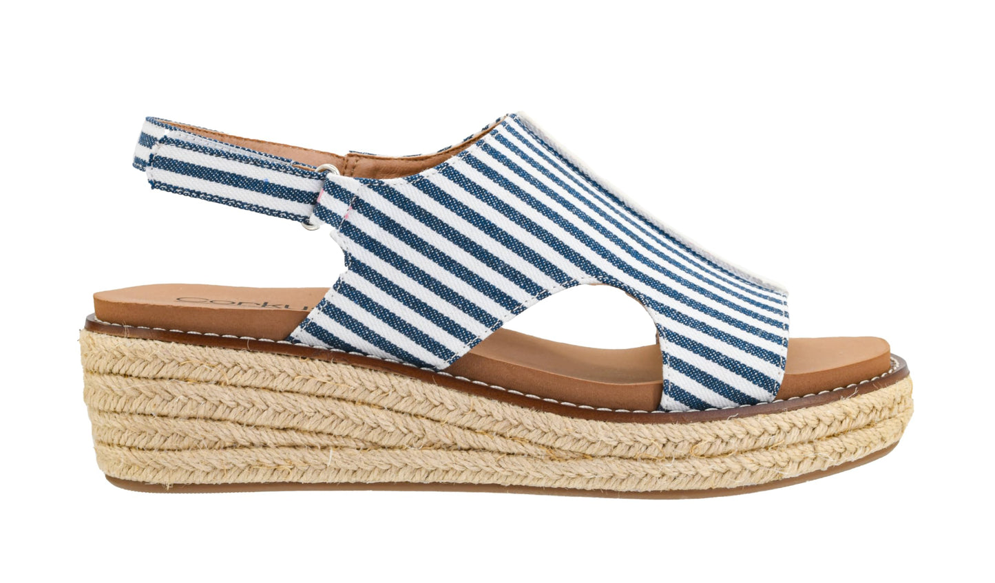 Corkys Footwear Women's Ready Or Not Wedge Sandals with 2-Inch Heel - Comfort-Enhancing EVA Insoles, Hook and Loop Closure, and Stylish Jute Wrapped Bottom Design