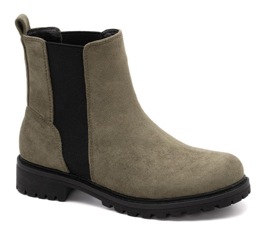 Corkys Footwear Women's Howl Olive Suede Booties
