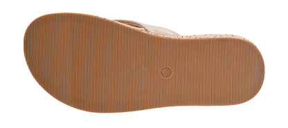 Corkys Footwear Off the Deep End Women’s Thong Flip Flop – With Cushioned EVA Insoles for Comfort, A Metal Domae Accent, and a Cork Wrapped 1-Inch Heel