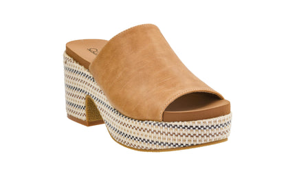 Corkys Footwear Totally Buggin Heeled Sandal - With A 3.25-Inch heel And 1-Inch platform, Chunky Heel, Slip-on Comfort, EVA Insole, and a Stylish Raffia Outsole