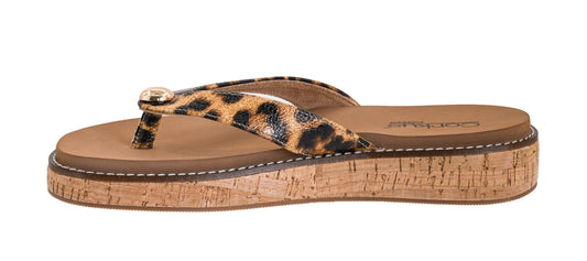 Corkys Footwear Off the Deep End Women’s Thong Flip Flop – With Cushioned EVA Insoles for Comfort, A Metal Domae Accent, and a Cork Wrapped 1-Inch Heel