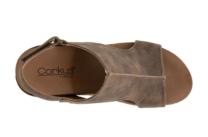 Corkys Footwear Womens Carley Wedges, Featuring Corkys EVA Foam Cushioned Insoles, A 2.5 Inch Heel, Lightweight For All Day Wear, And Hook And Loop Closure