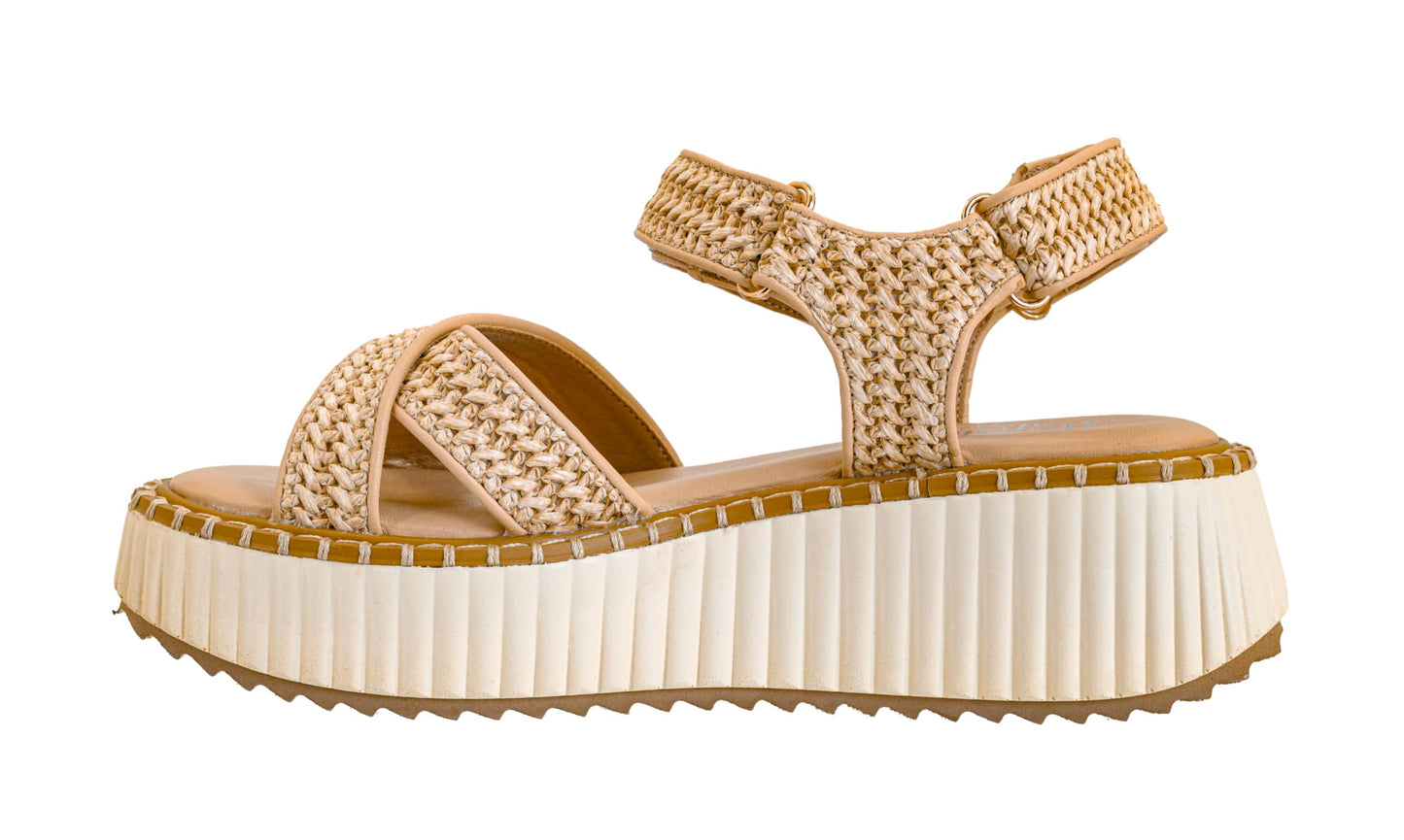 Corkys Footwear Women's Total Catch Flip Flop Sandals: Criss-Cross Style Straps with 1.75-Inch Platform and Secure Hook And Loop Ankle Closure for Comfort and Fashion