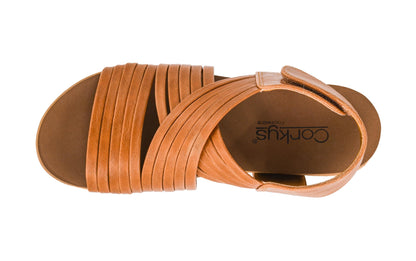 Corkys Footwear Good For You Womens Wedge Sandals – Stylish With a 2.5 Inch Heel, Cushioned EVA Insoles, and a Strappy Upper with Hook and Loop Closure