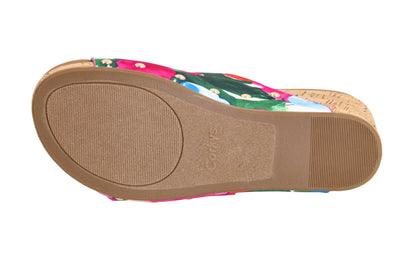 Corkys Footwear Womens Main Squeeze Wedge - Featuring a 2.5-Inch Wedge, Two Fully Adjustable Rhinestone Buckles, Comfortable EVA Insoles for All-Day Wear - Floral, Size 11